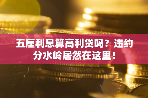 武汉五厘利息算高利贷吗？违约分水岭居然在这里！