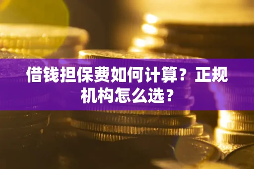 武汉借钱担保费如何计算？正规机构怎么选？